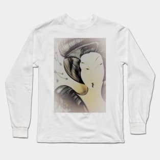 art deco pastel geisha by Jacqueline Mcculloch for House of Harlequin Long Sleeve T-Shirt